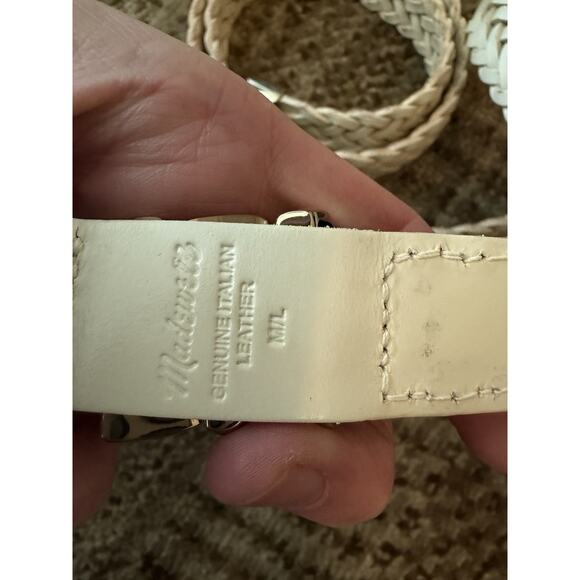 Madewell Woven Triple Metal Keeper Belt Vintage Ivory M/L NEW $88 main image 8